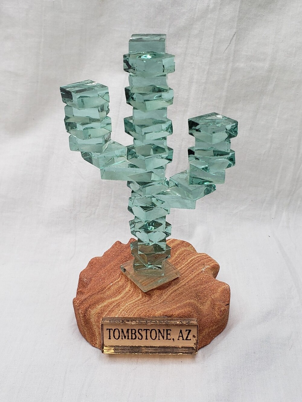Small Tombstone Arizona Glass Saguaro Cactus Sculpture